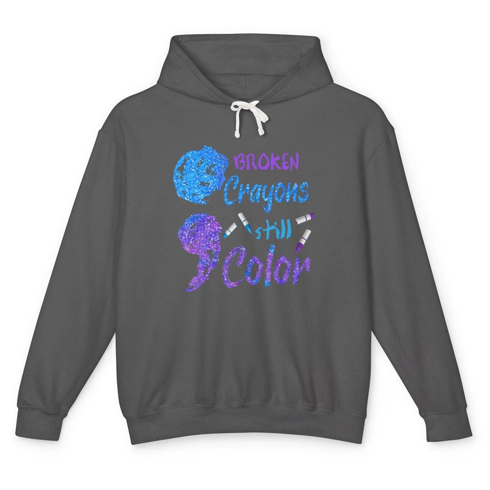 Cool Broken Crayons Still Color Suicide Prevention Awareness Unisex Lightweight Hoodie