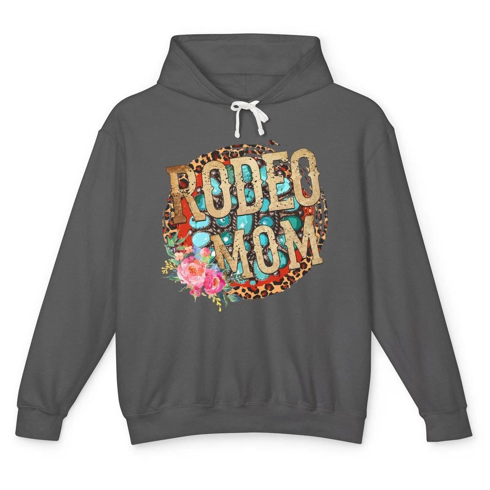 Floral Leopard Rodeo Mom Turquoise Western Country Cowgirl Unisex Lightweight Hoodie