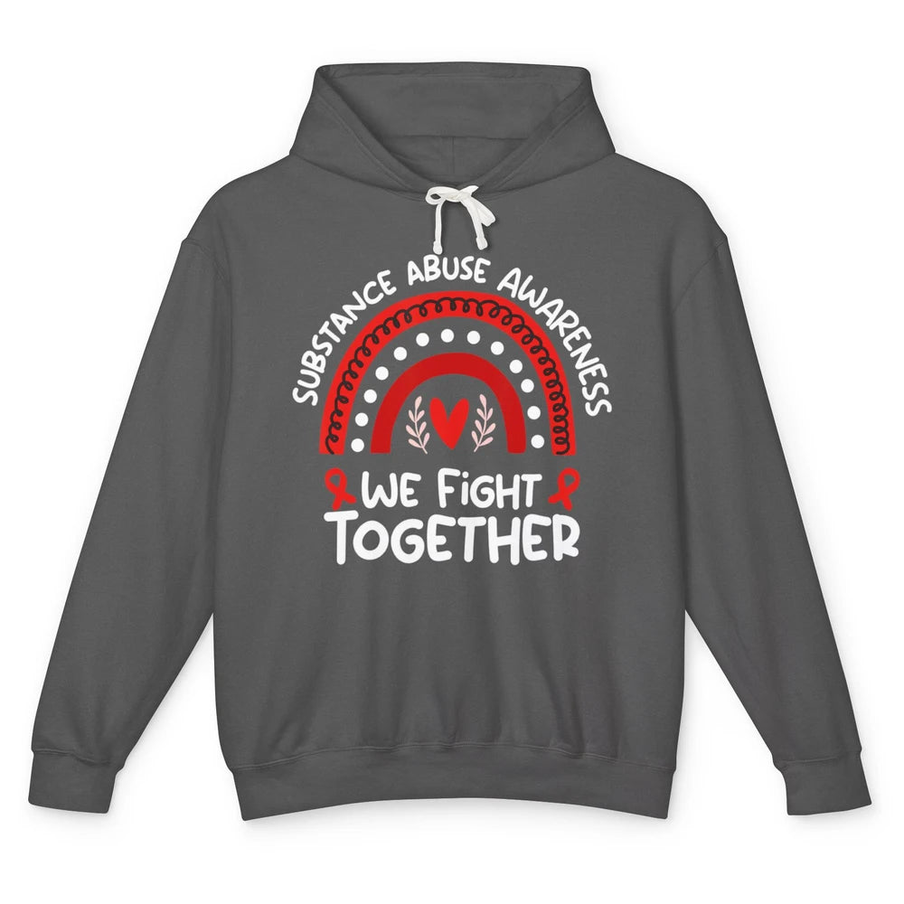 Fight Together Red Rainbow Leopard Substance Abuse Awareness Unisex Lightweight Hoodie