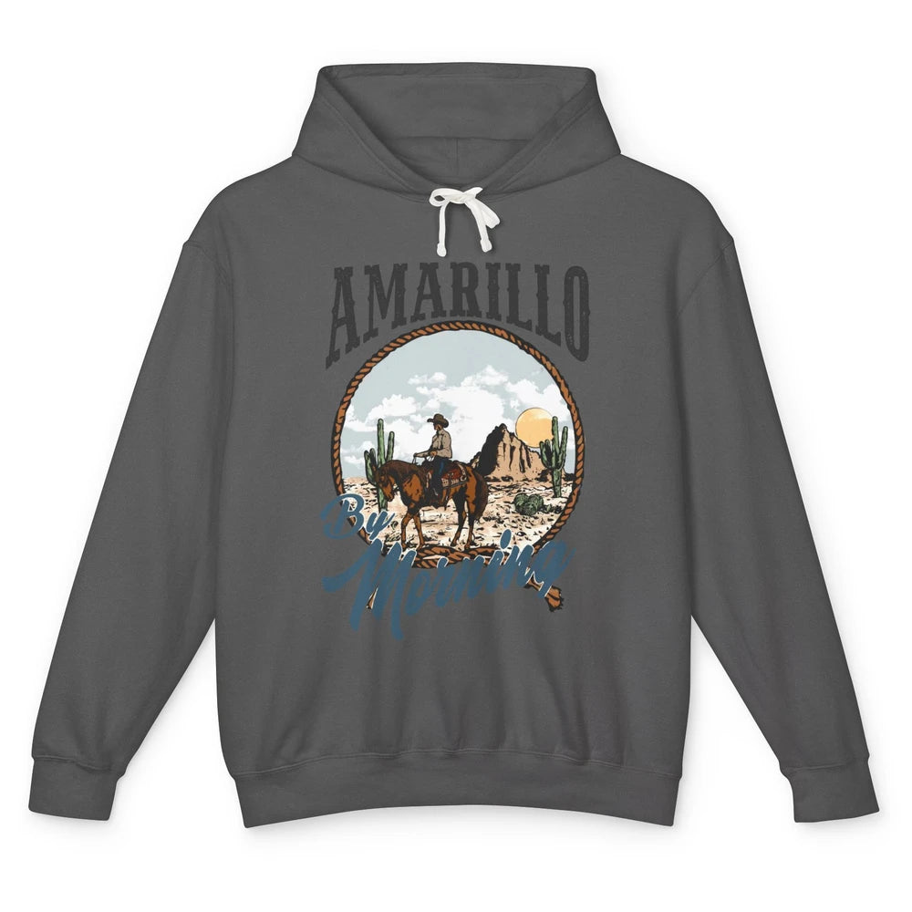 Retro Desert Cowboy Riding Horse Amarillo By Morning Western Unisex Lightweight Hoodie