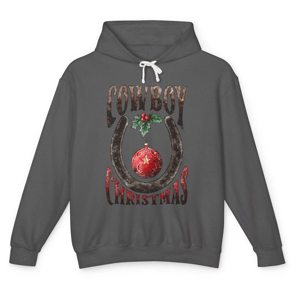 Christmas Cowboy Horseshoe Xmas Balls Western Christmas Unisex Lightweight Hoodie