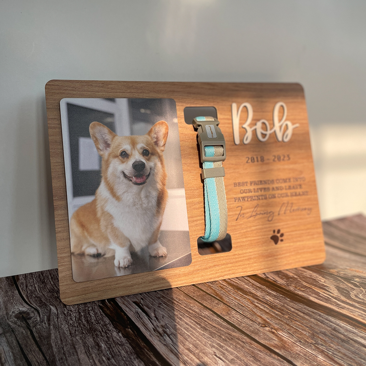 Custom Pet Memorial Collar Wood Sign - Personalized Pet Loss Sympathy Gifts, Memorial Keepsakes