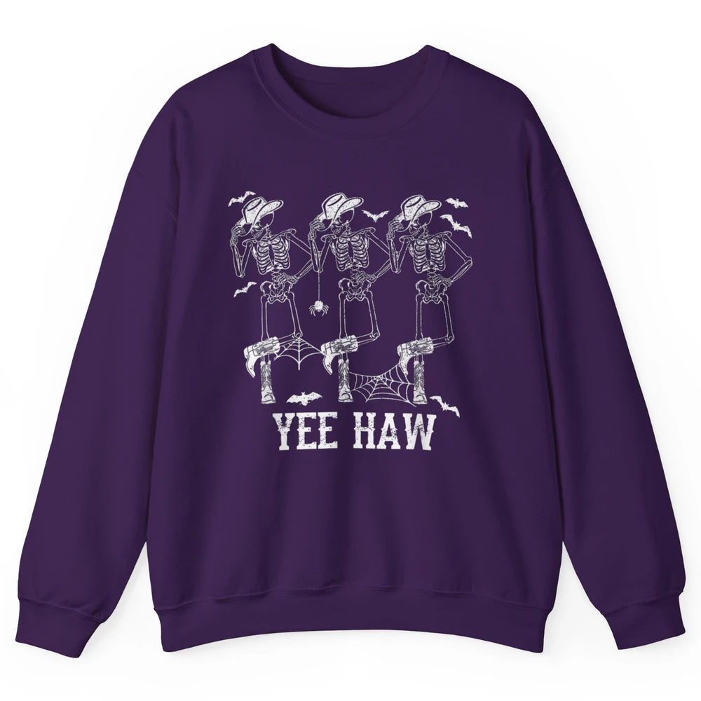 Yee Haw Skeleton Dancing Cowboy Boots Howdy Western Rodeo Unisex Crewneck Sweatshirt