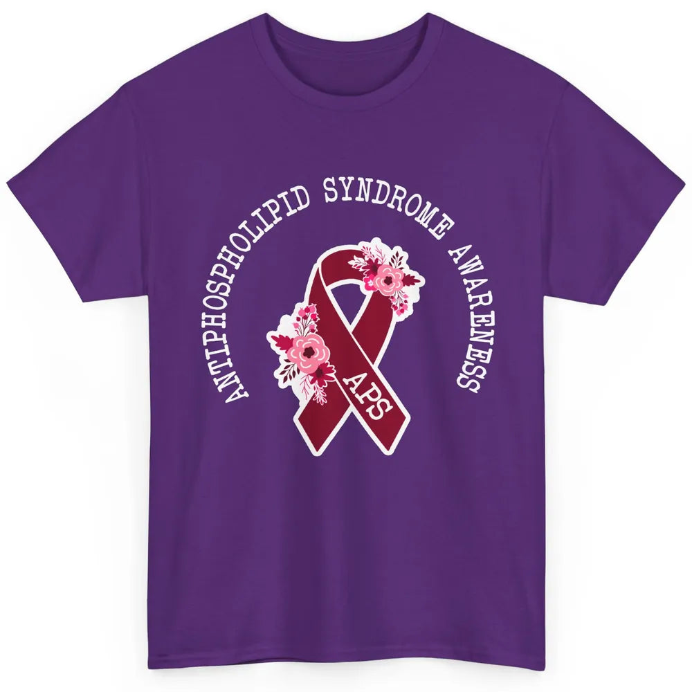 Antiphospholipid Syndrome Awareness APS Burgundy Ribbon Classic Unisex T-Shirt