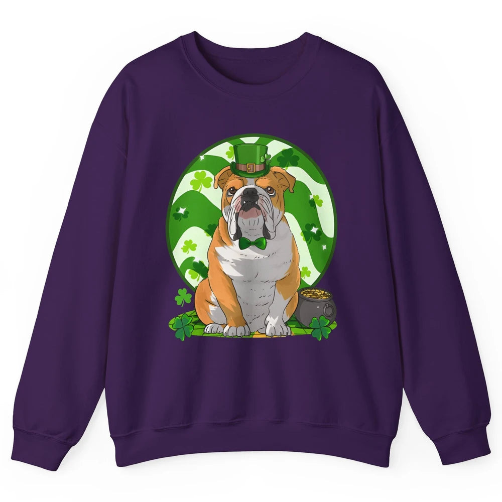 St Patrick's Day English Bulldog Lucky Charm Shamrock Irish Unisex Crewneck Sweatshirt