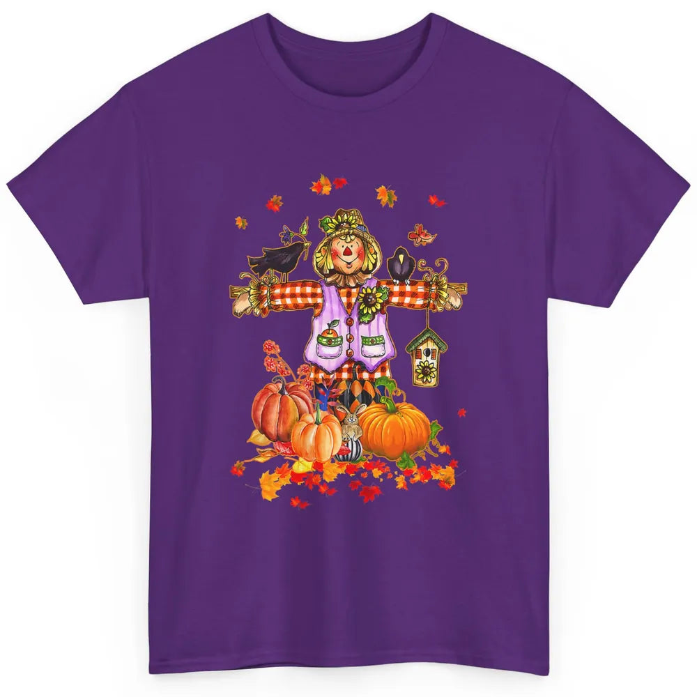 Scarecrow Autumn Hello Fall Pumpkin Thanksgiving Halloween Classic Unisex T-Shirt