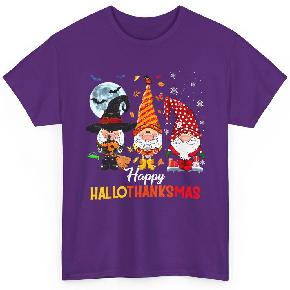 Funny Pumpkin Gnomes Hallo-thank-mas Thanksgiving Christmas Classic Unisex T-Shirt