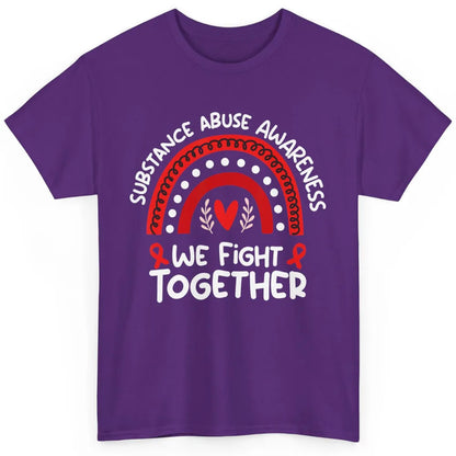 Fight Together Red Rainbow Leopard Substance Abuse Awareness Classic Unisex T-Shirt