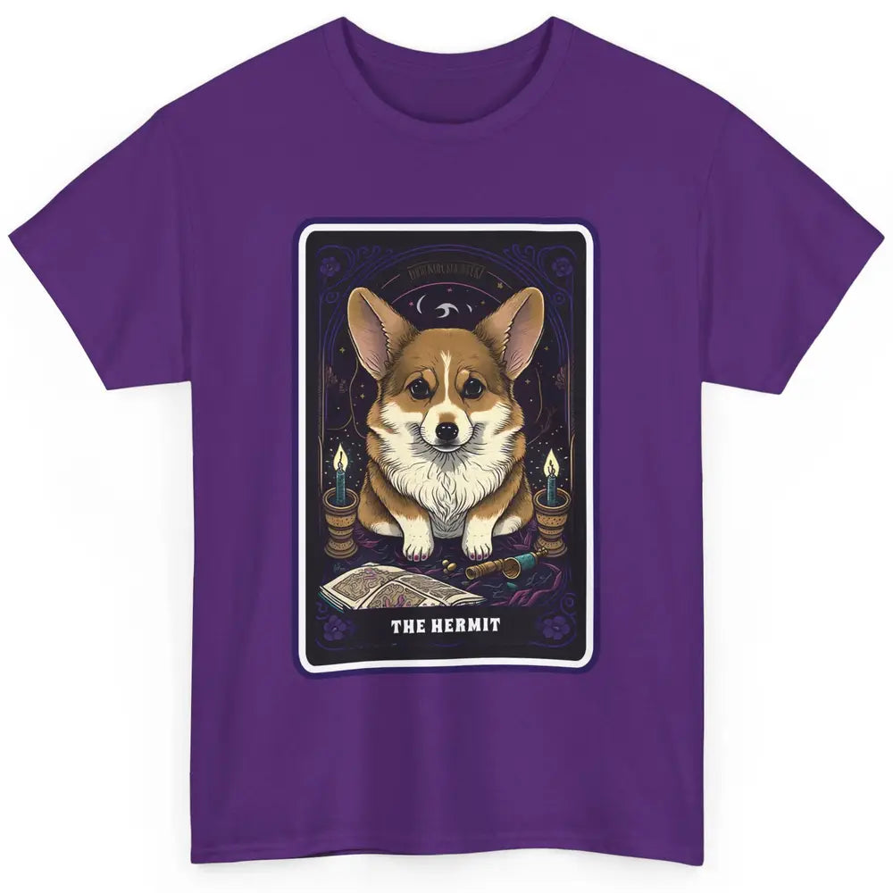 Corgi Witch The Hermit Tarot Card Halloween Corgi Dog Mom Classic Unisex T-Shirt