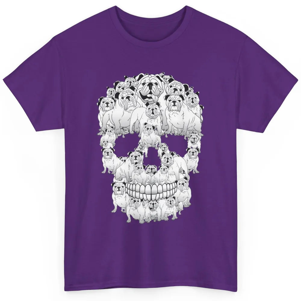 English Bulldog Skull Skeleton Retro Halloween Spooky Season Classic Unisex T-Shirt