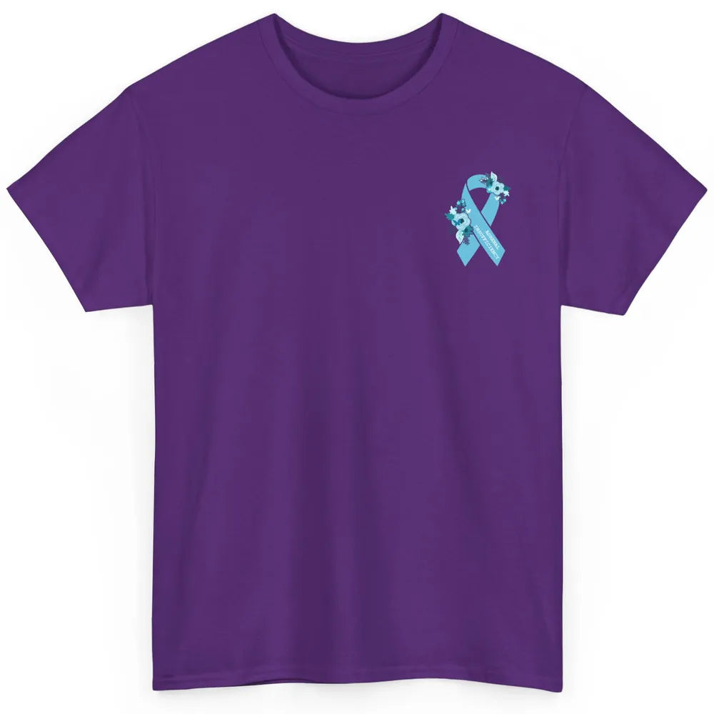 Adrenal Insufficiency Awareness Floral Light Blue Ribbon Classic Unisex T-Shirt