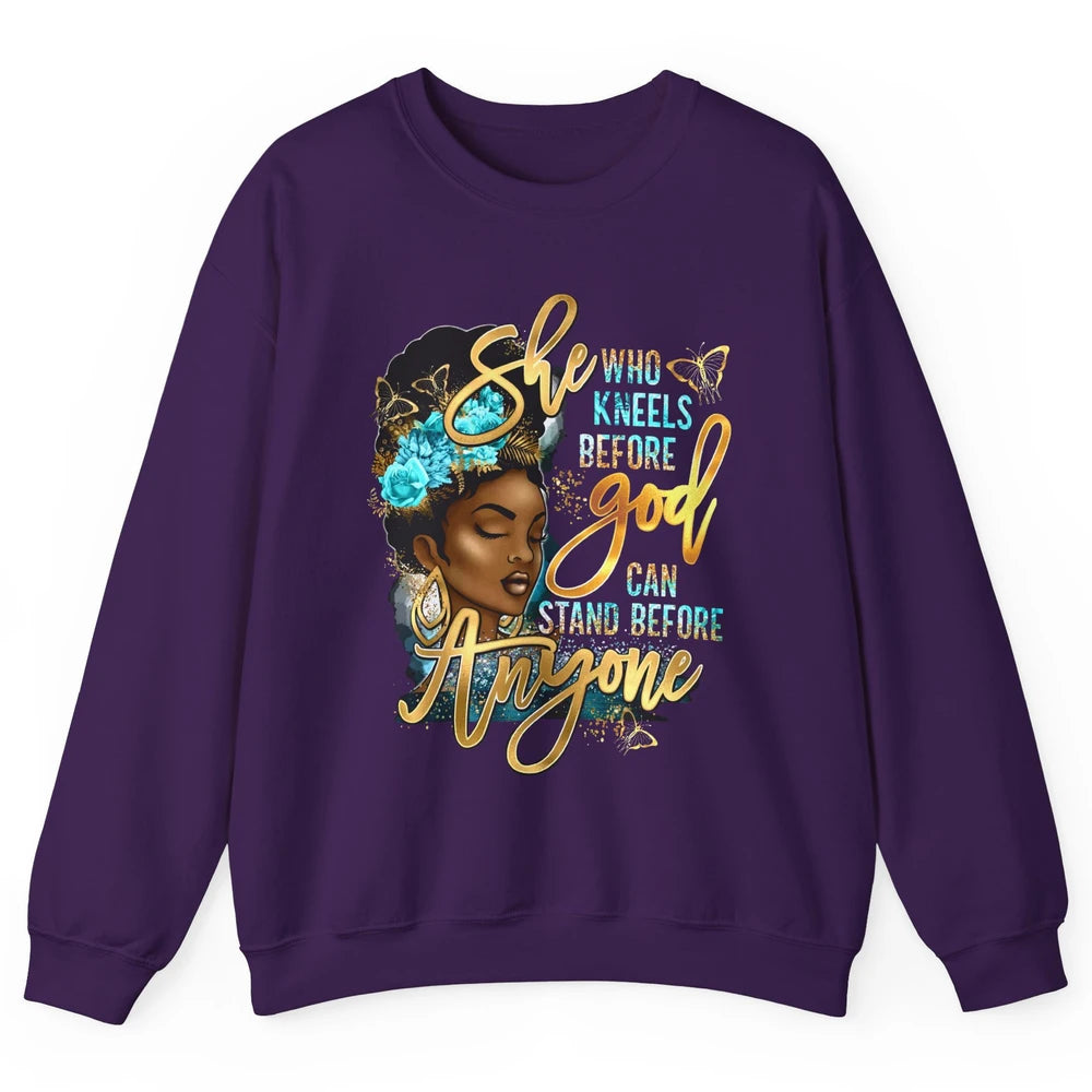 Black Girl She Who Kneels Before God Christian Afro Women Unisex Crewneck Sweatshirt