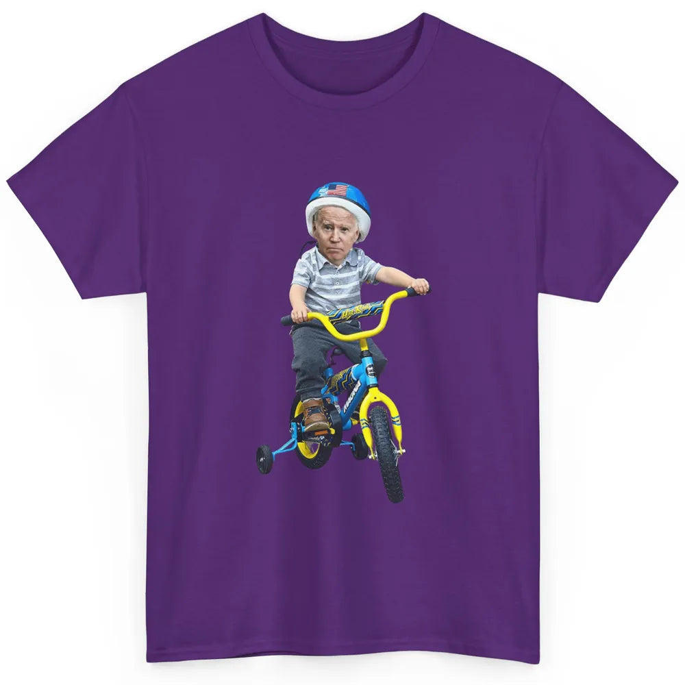 Baby Joe Biden Riding Tricycle Funny Bike Fall Meme Pun Vote Classic Unisex T-Shirt