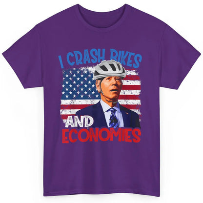 Anti Biden Falling Off Bike Crash Economies US Flag Democrat Classic Unisex T-Shirt