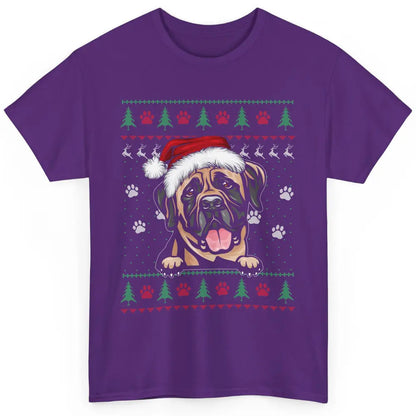 Merry Christmas Cute Santa Hat English Mastiff Dog Ugly Xmas Classic Unisex T-Shirt