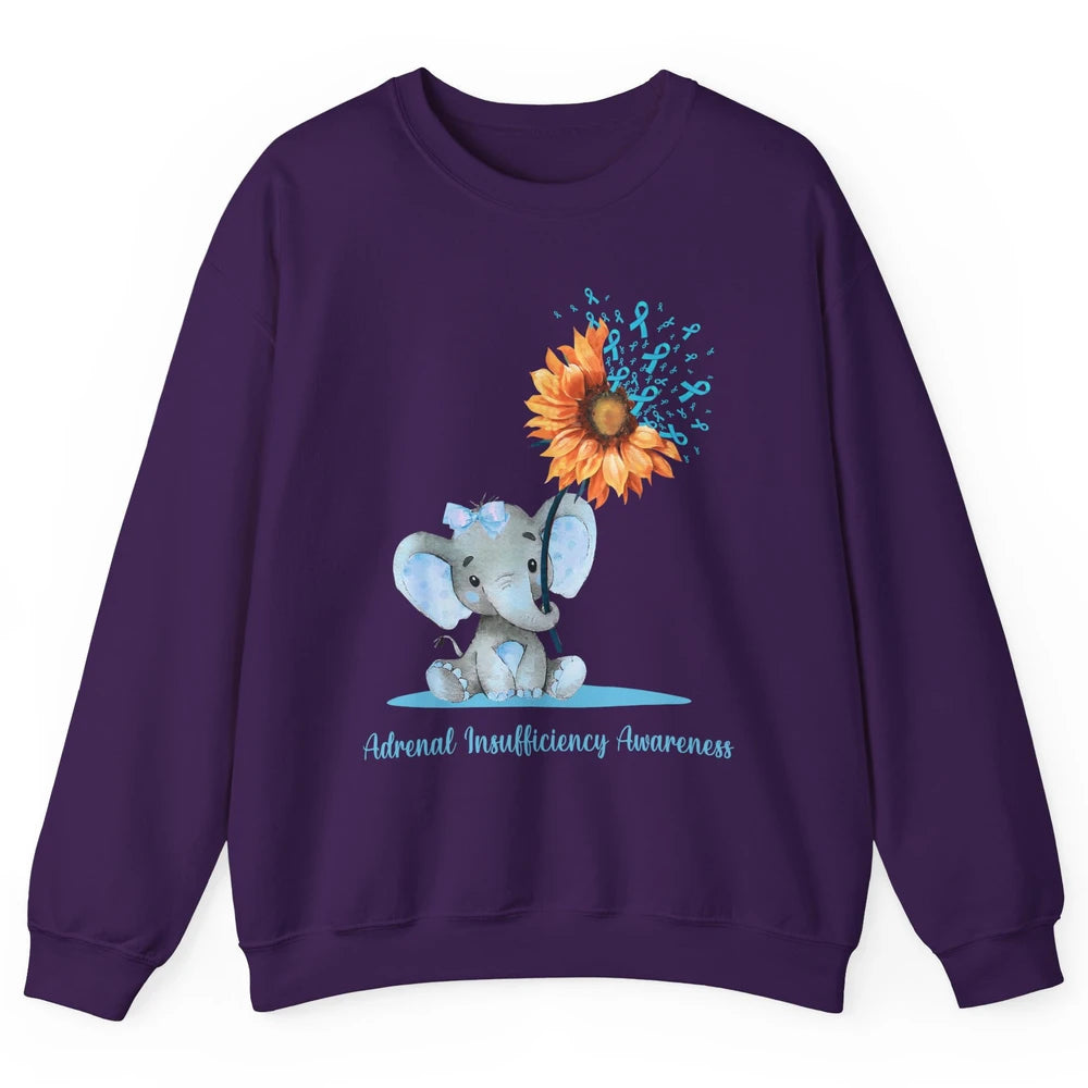 Adrenal Insufficiency Awareness Baby Elephant Sunflower Unisex Crewneck Sweatshirt