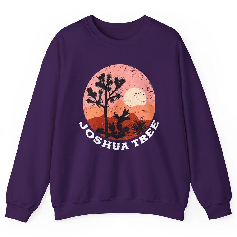 Vintage Desert Sunset Joshua Tree Hippie Girl Inspirational Unisex Crewneck Sweatshirt