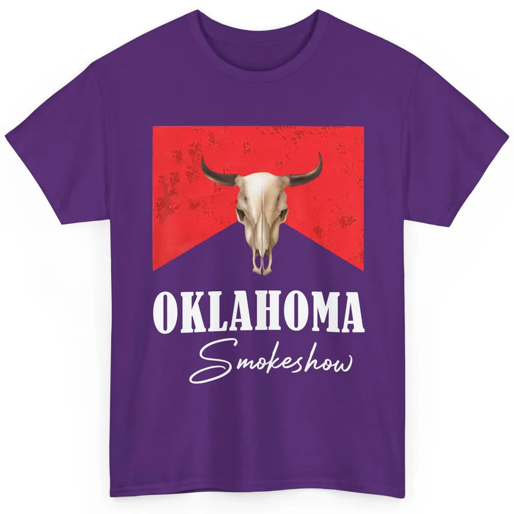 Boho Bull Skull Cow Print Oklahoma Smokeshow Western Country Classic Unisex T-Shirt