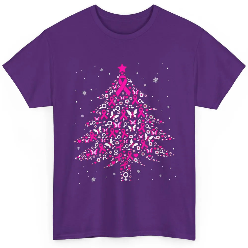 Breast Cancer Pink Ribbon Xmas Tree Breast Cancer Christmas Classic Unisex T-Shirt