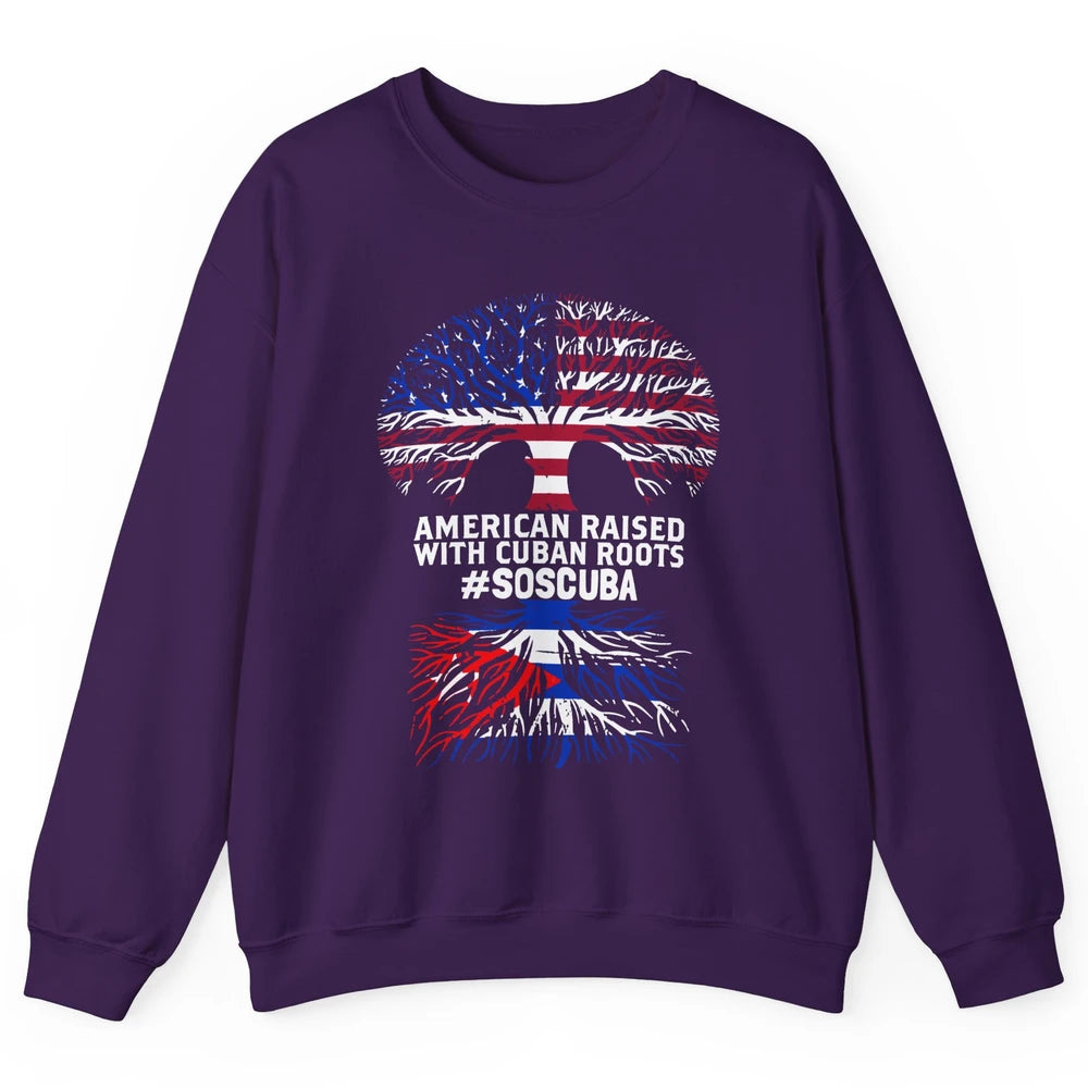 American Raised With Cuban Roots Cuban Flag Cuban Tree Unisex Crewneck Sweatshirt