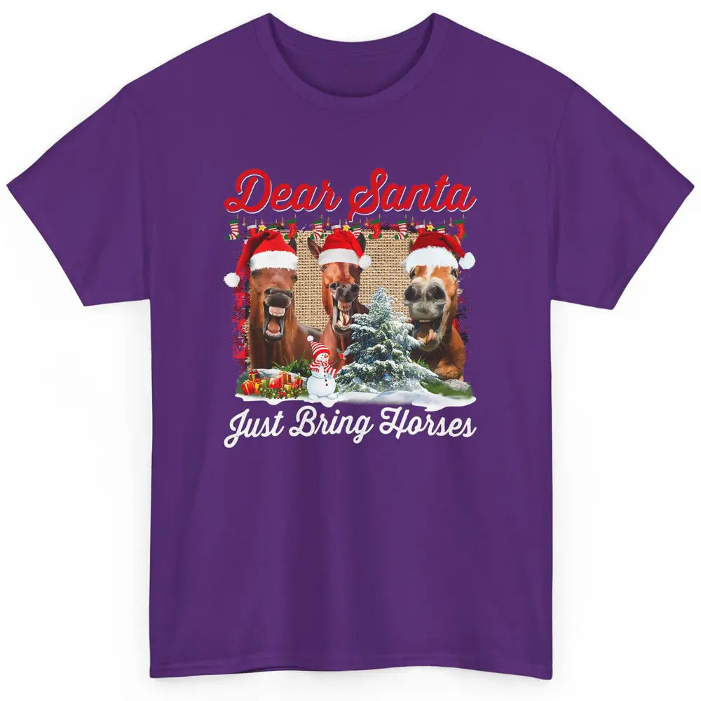 Merry Christmas Horse Dear Santa Just Bring Horses Xmas Hat Classic Unisex T-Shirt