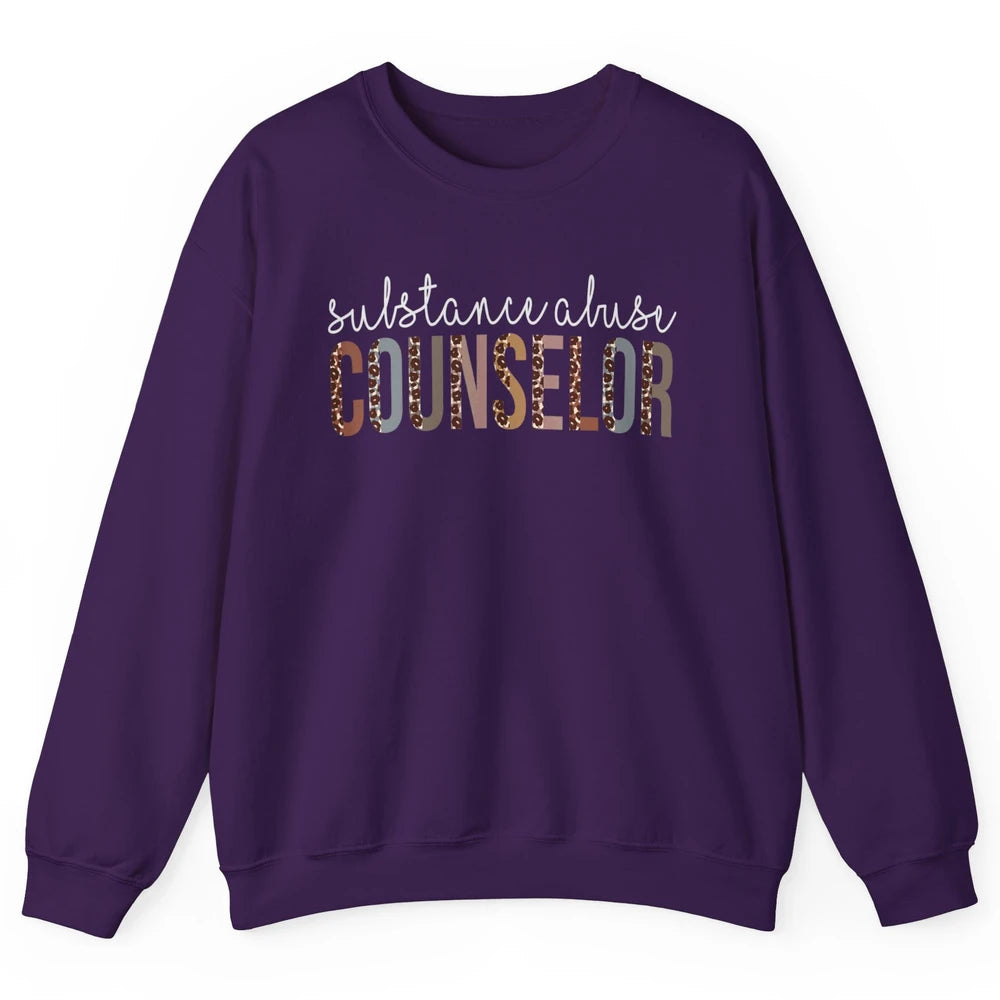 Substance Abuse Awareness Day Counselor Leopard Appreciation Unisex Crewneck Sweatshirt