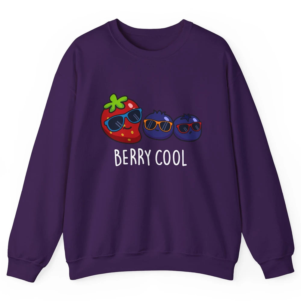 Berry Cool Funny Strawberry Pun Best Friend Summer Retro Unisex Crewneck Sweatshirt