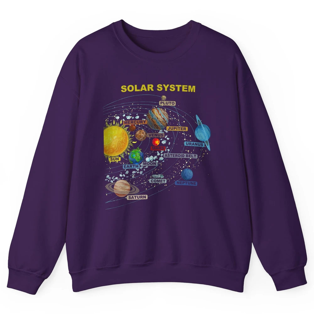 Solar System Graphic Planets Space Education Astronaut Gift Unisex Crewneck Sweatshirt