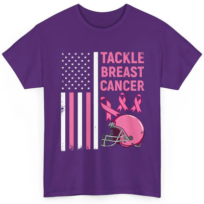 Tackle Breast Cancer US Flag Football Helmet Pink Ribbon Classic Unisex T-Shirt