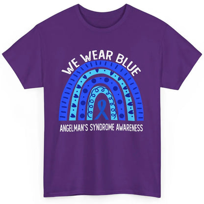 We Wear Blue For Angelman's Syndrome Blue Ribbon Rainbow Classic Unisex T-Shirt