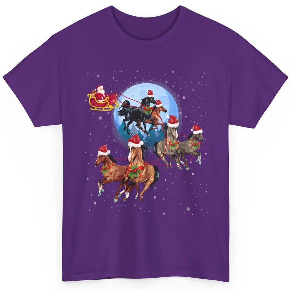 Merry Christmas Horse Drawn Sleigh Riding Santa Claus Xmas Classic Unisex T-Shirt