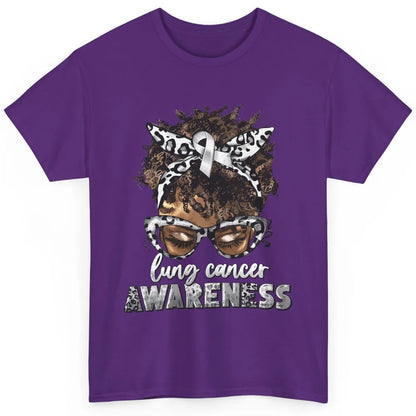 Afro Lung Cancer Awareness Black Woman Messy Hair Warrior Classic Unisex T-Shirt