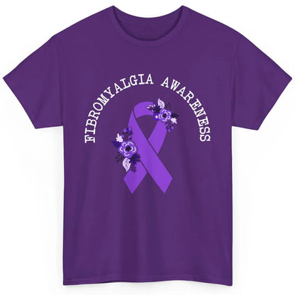 Fibromyalgia Awareness Floral Purple Ribbon Chronic Pain Classic Unisex T-Shirt