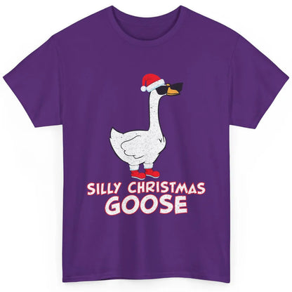 Merry Christmas Cute Silly Xmas Goose Sunglasses Santa Hat Classic Unisex T-Shirt