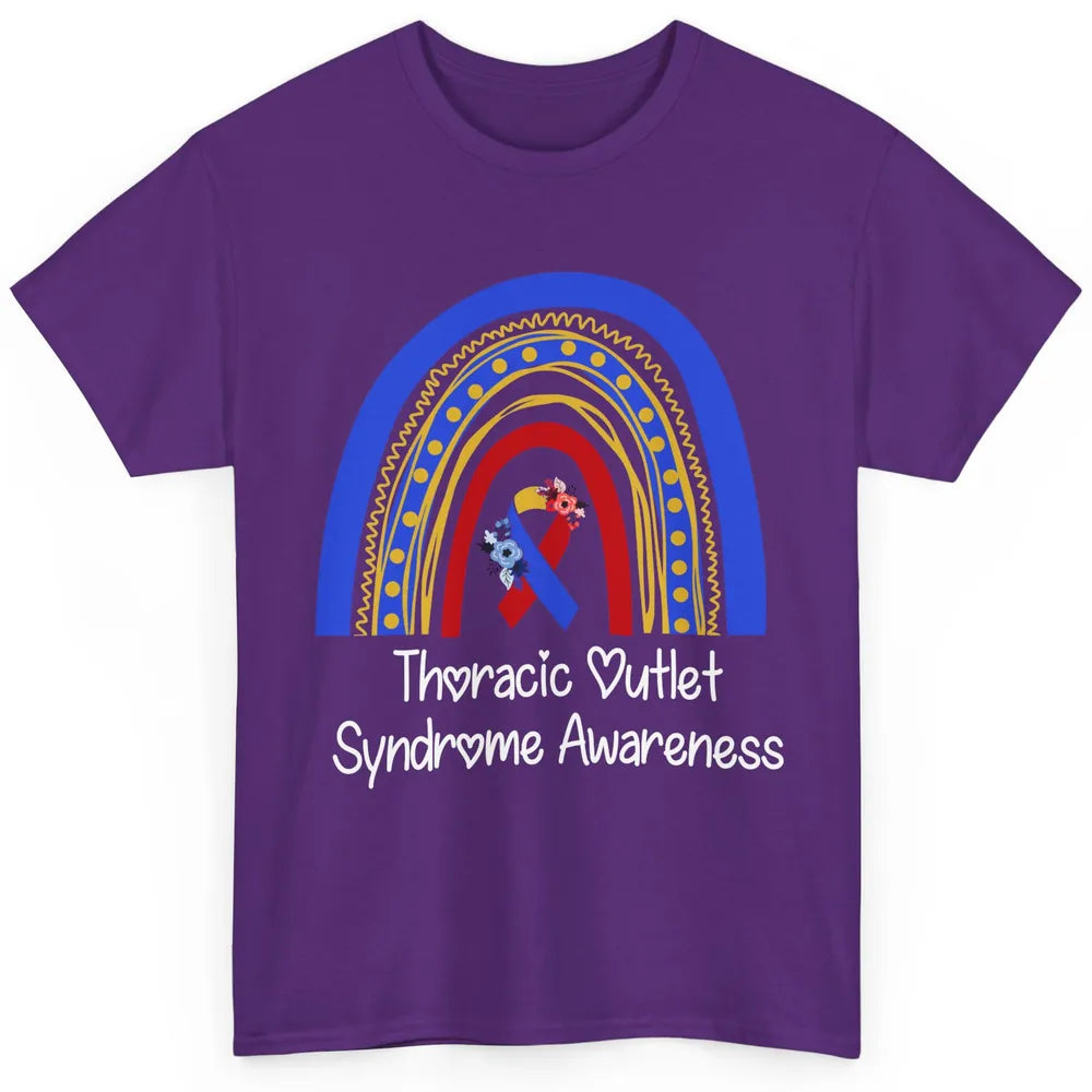 Thoracic Outlet Syndrome Awareness Floral Blue Red Rainbow Classic Unisex T-Shirt