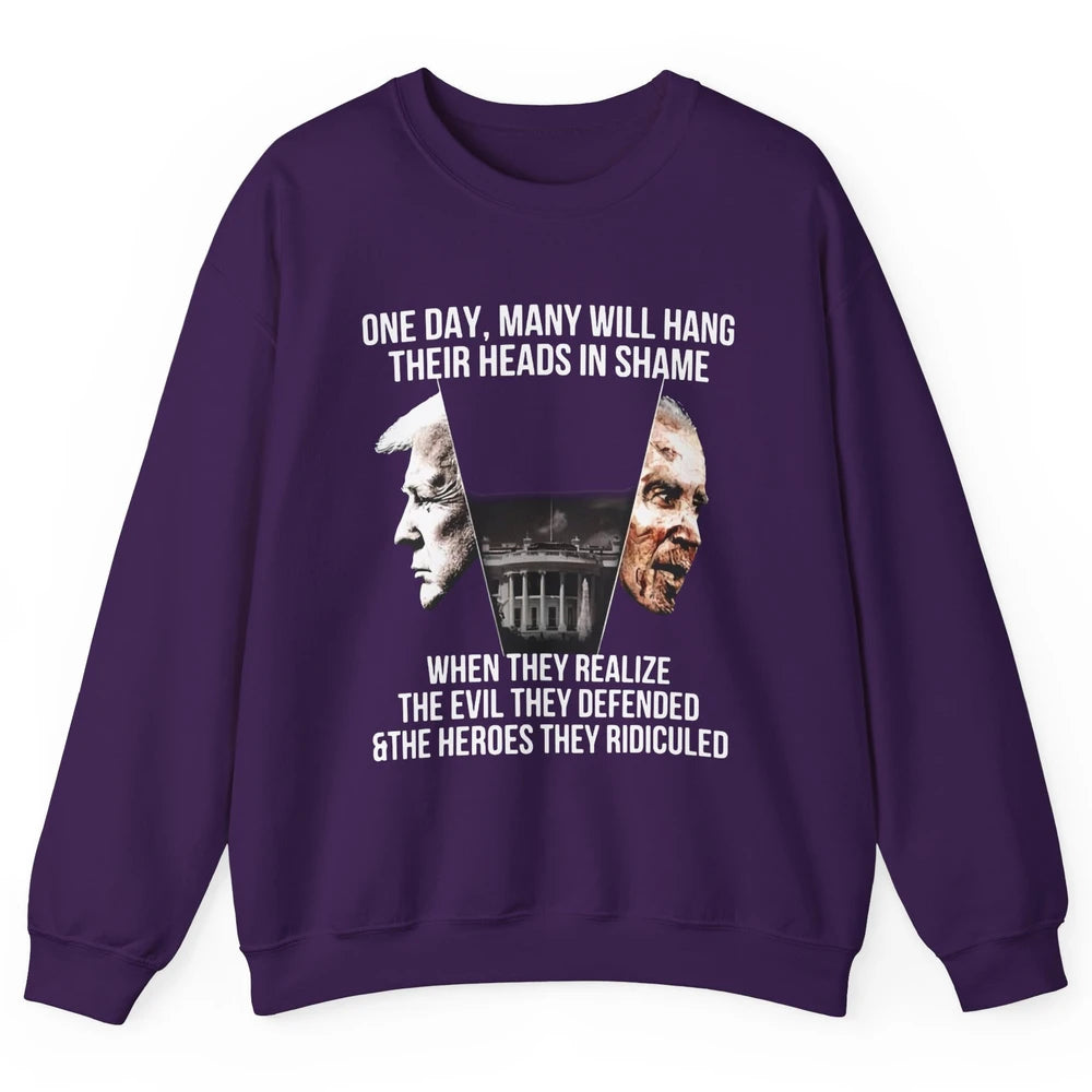 Trump Biden One Day Many Hang Their Head In Shame US Politic Unisex Crewneck Sweatshirt