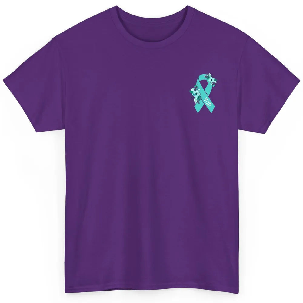 Vocal Cord Dysfunction Awareness Floral Teal Ribbon Rainbow Classic Unisex T-Shirt