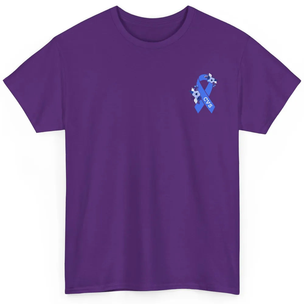 Cyclic Vomiting Syndrome Awareness Floral Blue Ribbon Gift Classic Unisex T-Shirt