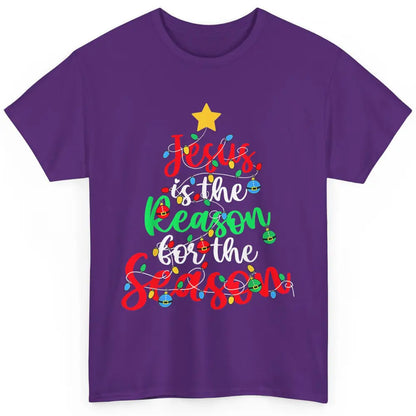 Merry Christmas Jesus The Reason For Season Xmas Tree Lights Classic Unisex T-Shirt