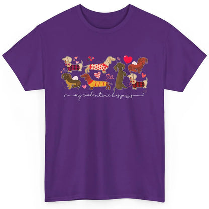 Cute My Valentine Has Paws Dachshund Valentines Day Dog Mom Classic Unisex T-Shirt