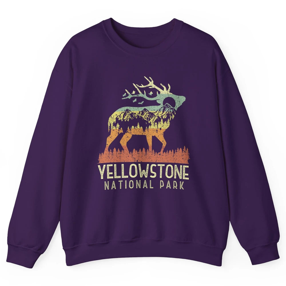 Yellowstone National Park Reindeer Mountains Vintage Outdoor Unisex Crewneck Sweatshirt