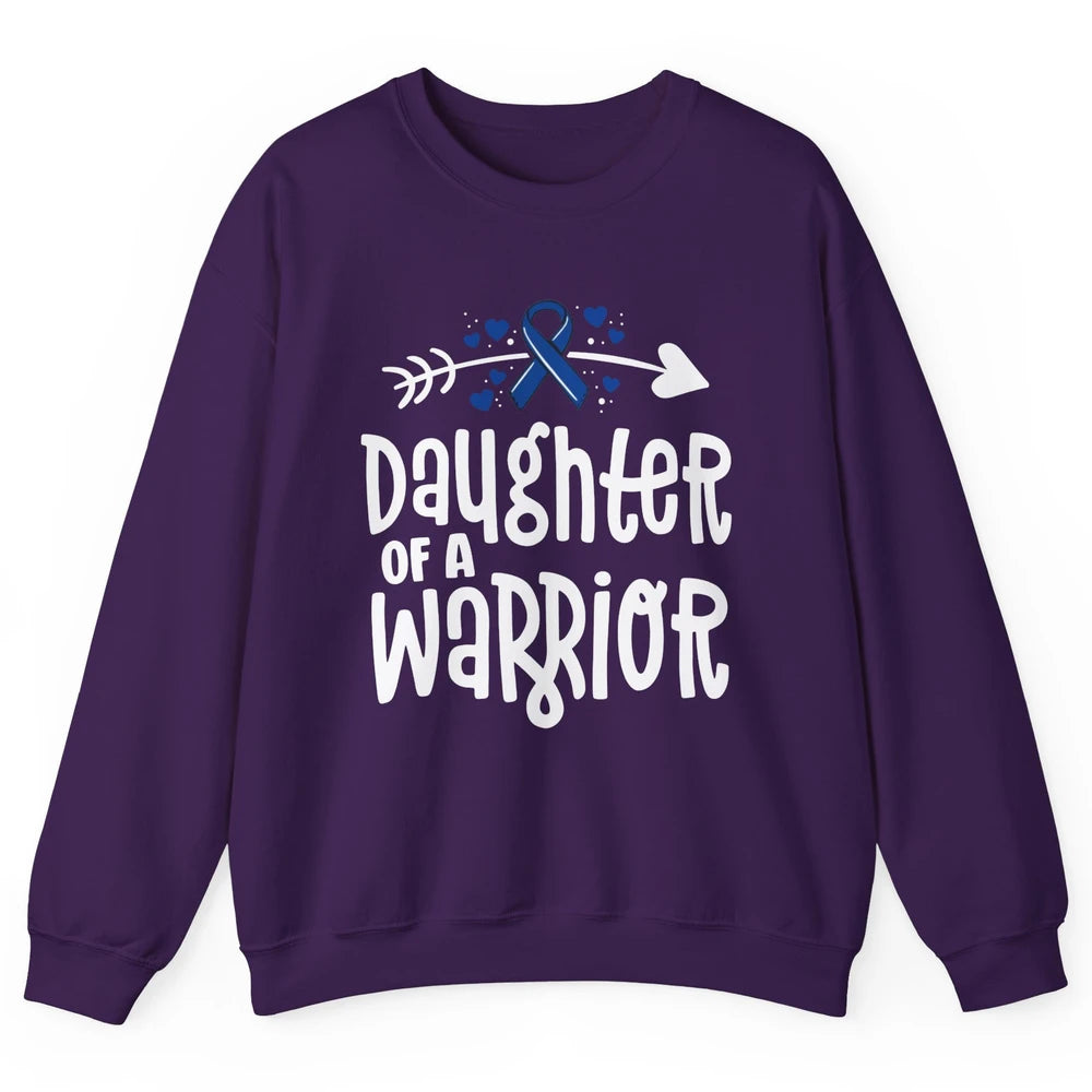 Warrior Daughter Colon Cancer Colorectal Dark Blue Ribbon Unisex Crewneck Sweatshirt