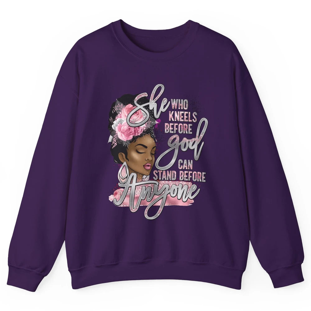 Black Girl She Who Kneels Before God Christian Afro Women Unisex Crewneck Sweatshirt