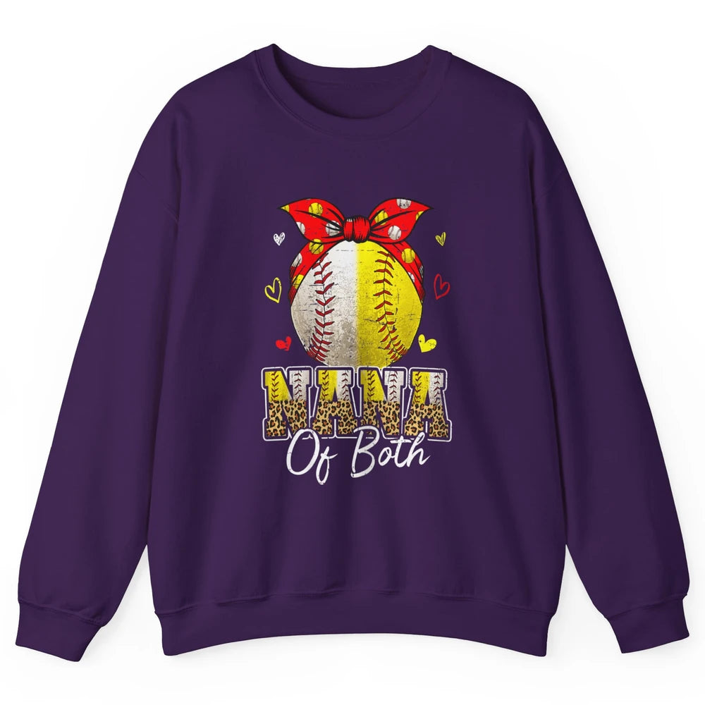 Women Baseball Softball Nana Of Both Mothers Day Sports Game Unisex Crewneck Sweatshirt