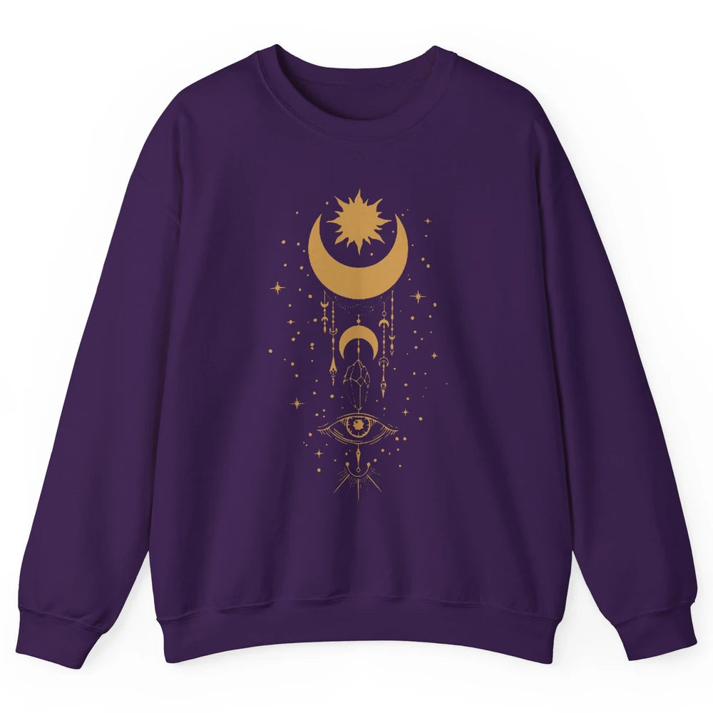 Sun And Moon All Seeing Eye Witchy Things Witch Gift Unisex Crewneck Sweatshirt