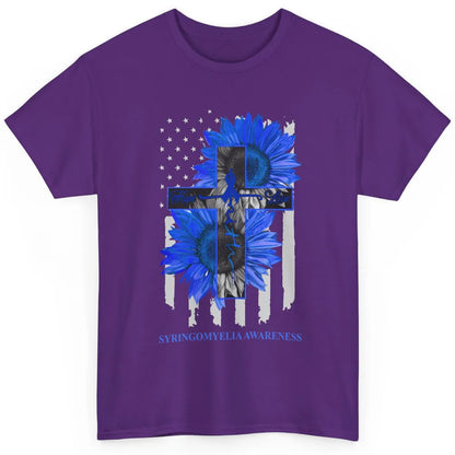 Syringomyelia Awareness Faith Hope Love Blue Ribbon US Flag Classic Unisex T-Shirt