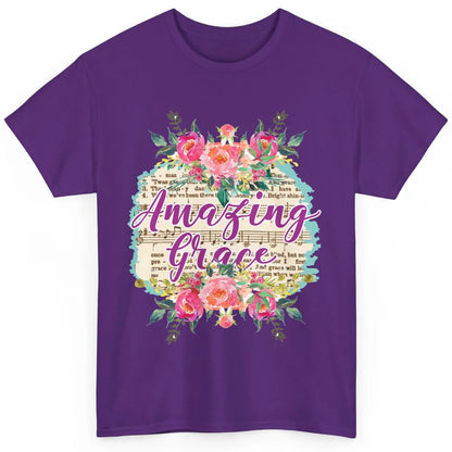 Floral Amazing Grace Jesus Lovers Christian Religious Gift Classic Unisex T-Shirt