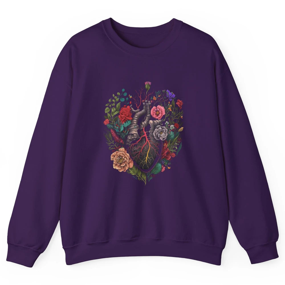 Anatomical Heart Show Your Love Anatomy Cardiologist Floral Unisex Crewneck Sweatshirt