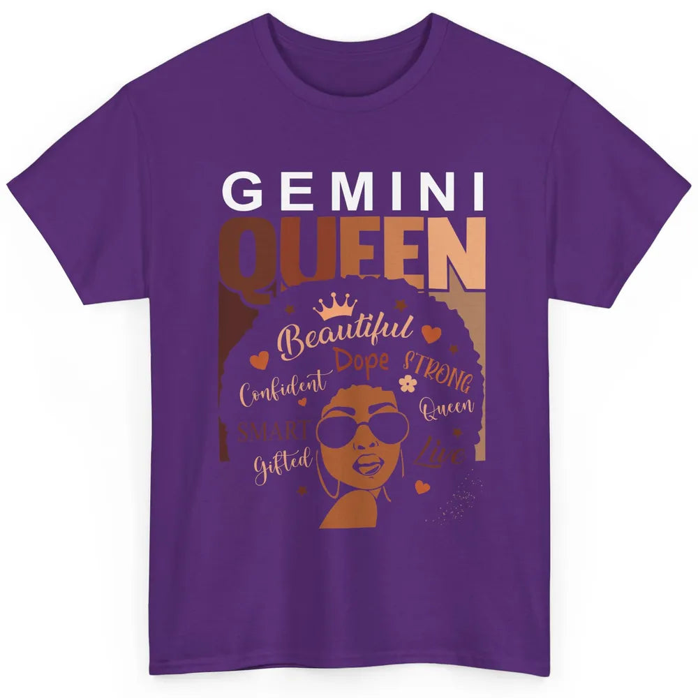 Afro Girl Melanin Gemini Queen Born in June Black Queen Gift Classic Unisex T-Shirt