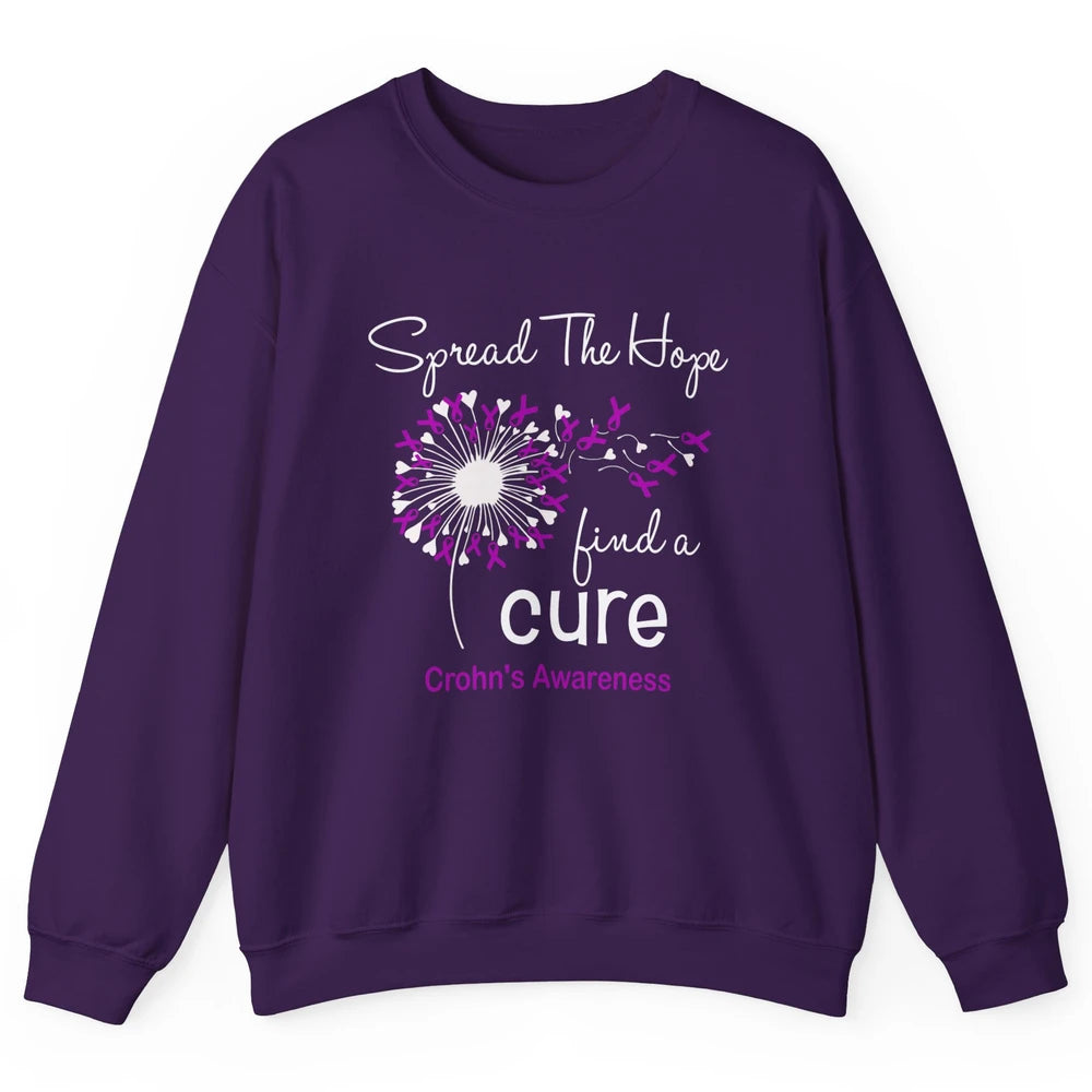 Spread Hope Purple Flower Warrior Crohns Disease Awareness Unisex Crewneck Sweatshirt